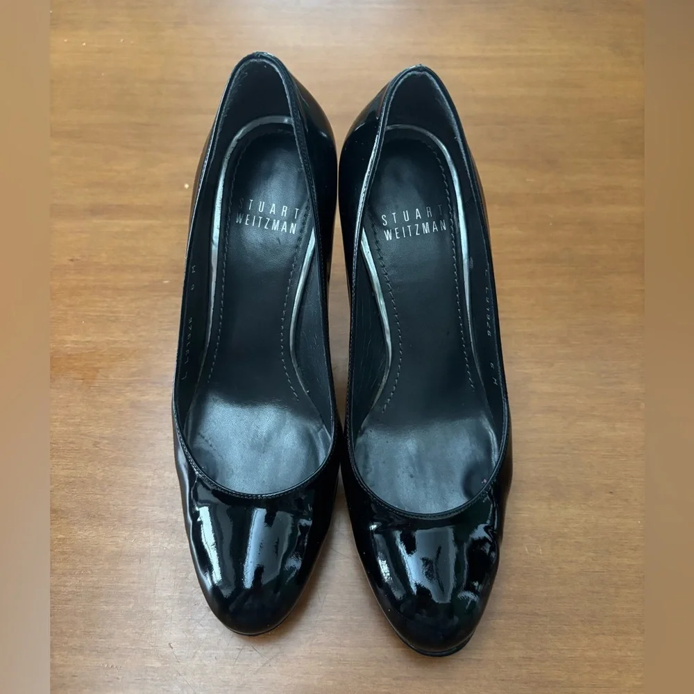 Stuart Weitzman Glossy Black Heels Size 6 - Picture 2 of 15